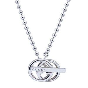 GUCCI Sterling Silver Britt Double G Toggle Necklace